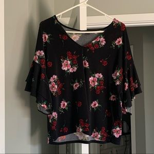 Floral bell sleeve top